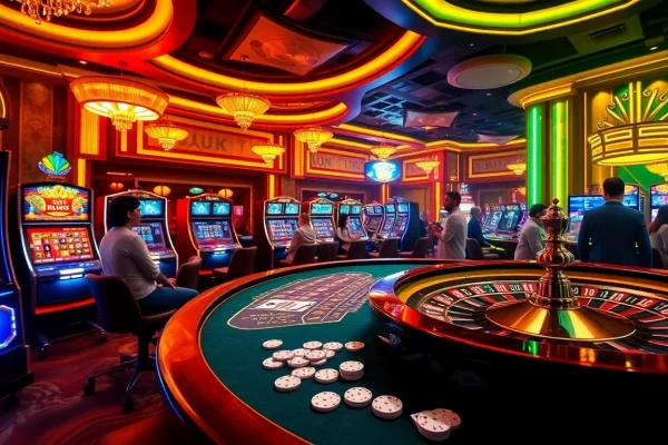Engage in thrilling gaming experiences at Jun 88 with luxurious casino tables and exciting betting elements.