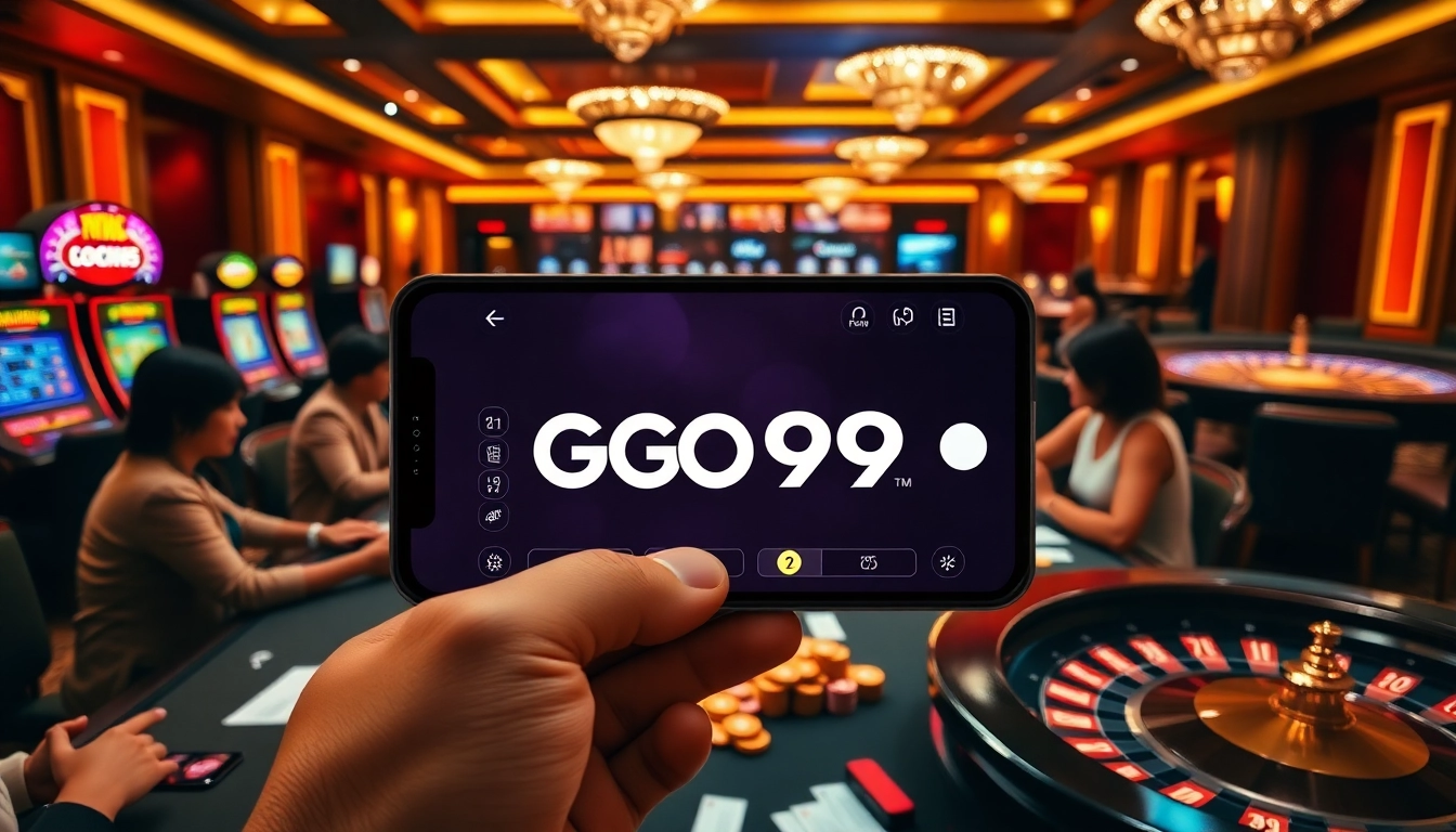 Players enjoying a winning moment using the GO99 app at a luxurious casino table