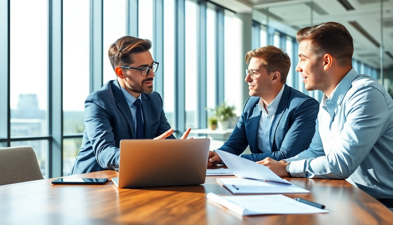 Headhunter Ingenieure conducting an interview with engineering candidates in a modern office.