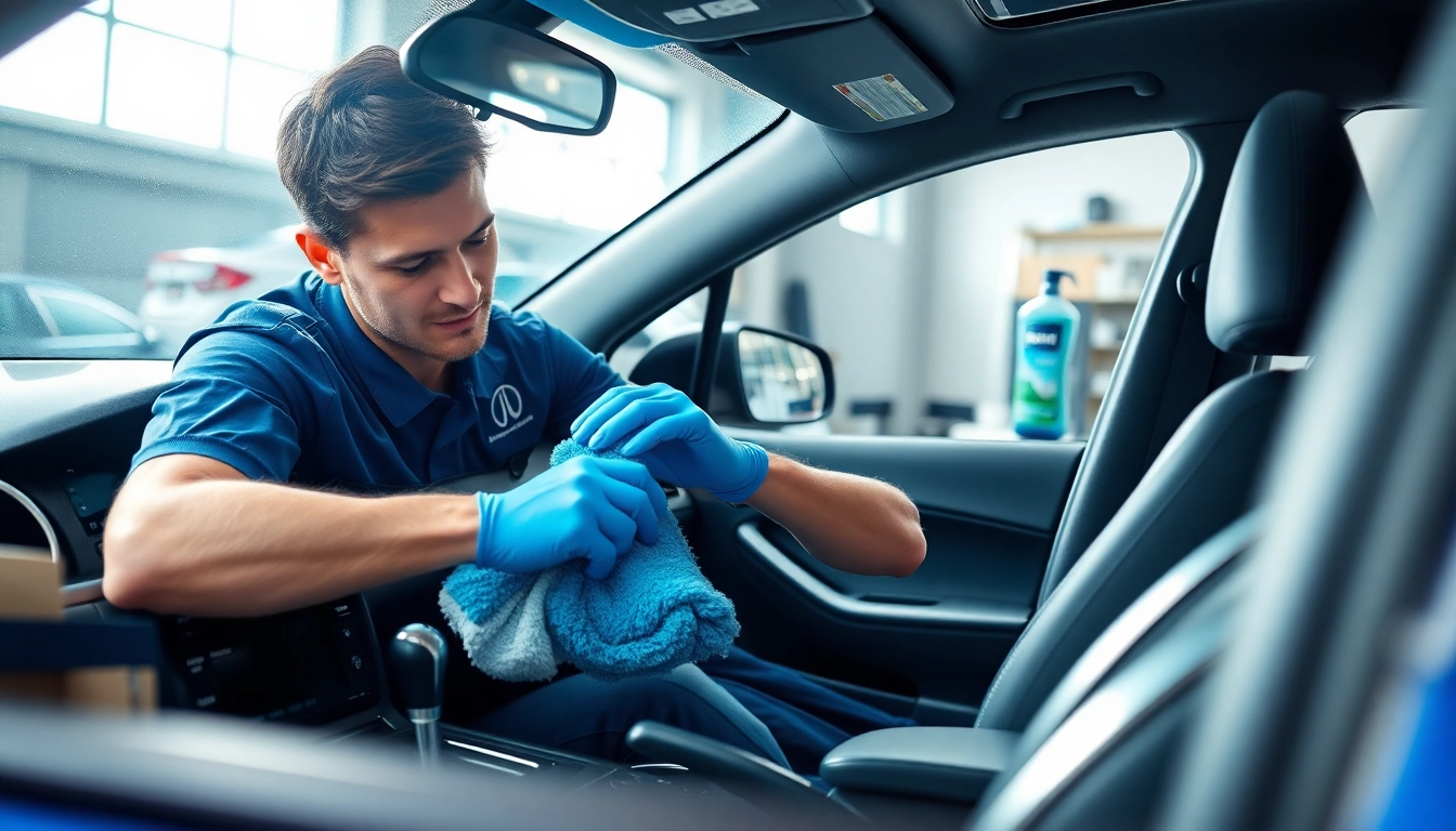 Professionelle Fahrzeugaufbereitung im Detail mit glänzendem Innenraum und Reinigungstechniken.