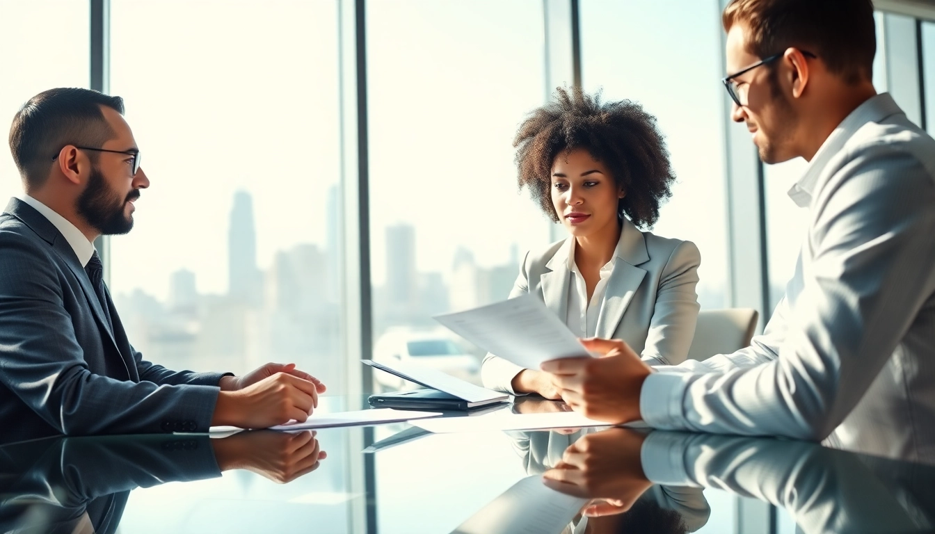 Headhunter Ingenieure im Gespräch mit einem Kandidaten über Karrierechancen.