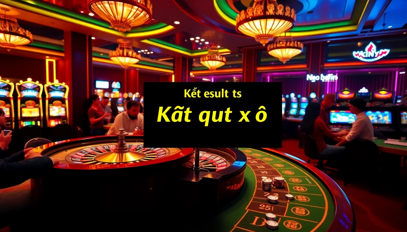 Excited players discovering Kết quả xổ số in a luxurious casino atmosphere with roulette and poker.