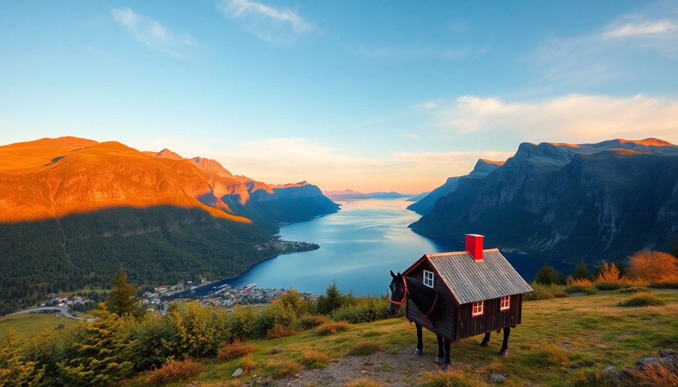 Skandinavien-Reisetipps: Malerischer Blick auf Fjorde und traditionelle Häuser, der die Schönheit skandinavischer Landschaften zeigt.